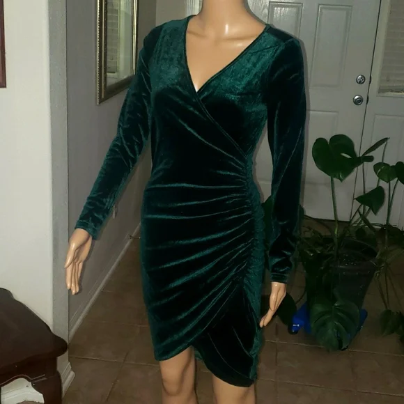 green emerald velvet dress Forest Green Bodycon Mini Dress